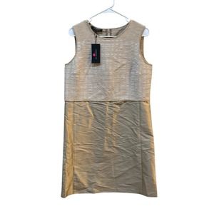 Lafayette 148 Dupioni Silk Blend Dress‎ Golden Sheath Shift Size Medium Cocktail